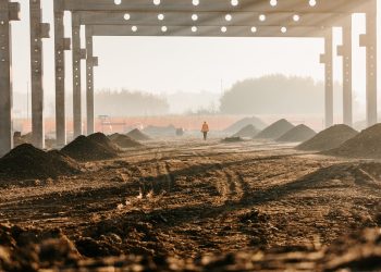 Construction frame on rural landscape