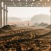Construction frame on rural landscape