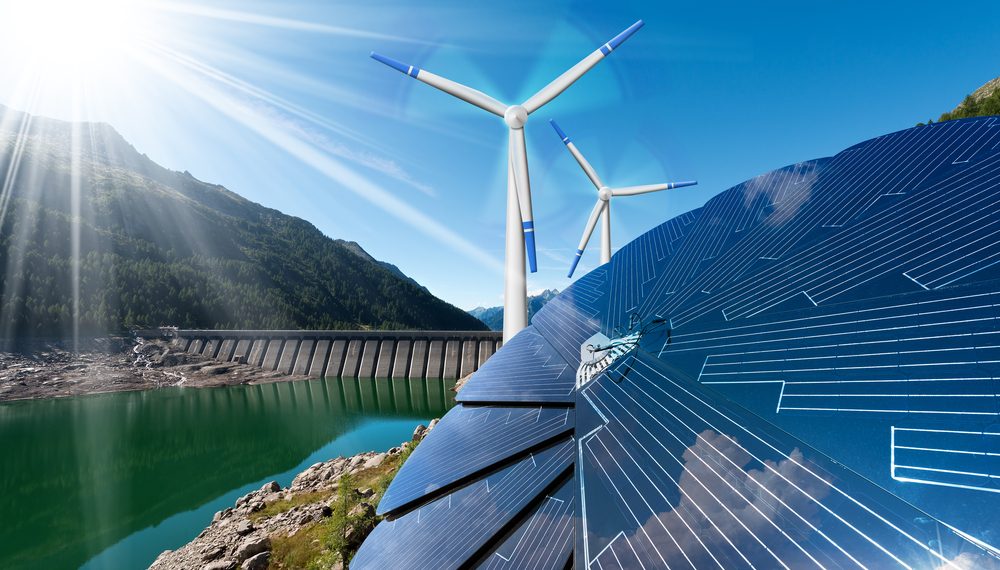 Renewable,Energy,-,Sunlight,With,Solar,Panel.,Wind,With,Wind