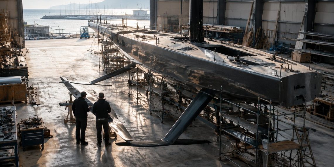Ferrari Hypersail, la barca a vela volante prende forma nel cantiere tra Pisa e Livorno